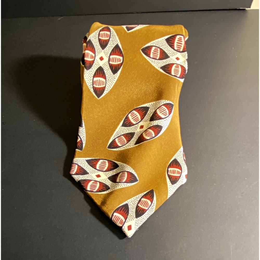 Christian Dior Monsieur Handmade Silk Gold Geometric Abstract Logo Men's Tie